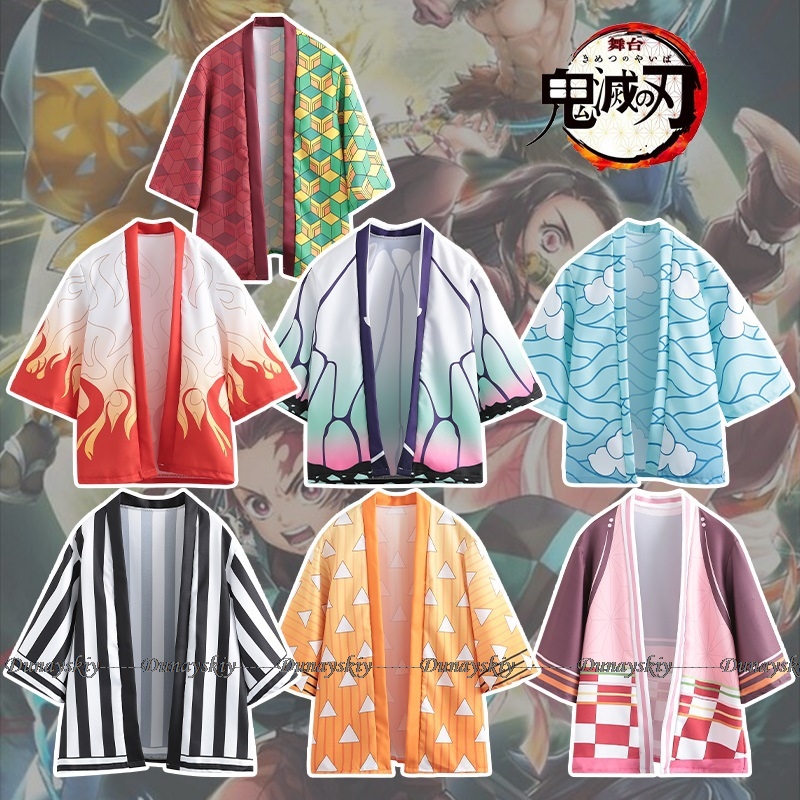 Cosplay Anime Zenitsu - Kostum Cosplay Anime, jubah Kimetsu Haori