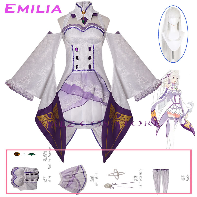 Anime Cosplay Wig - Kostum Cosplay Emilia Anime Re Zero