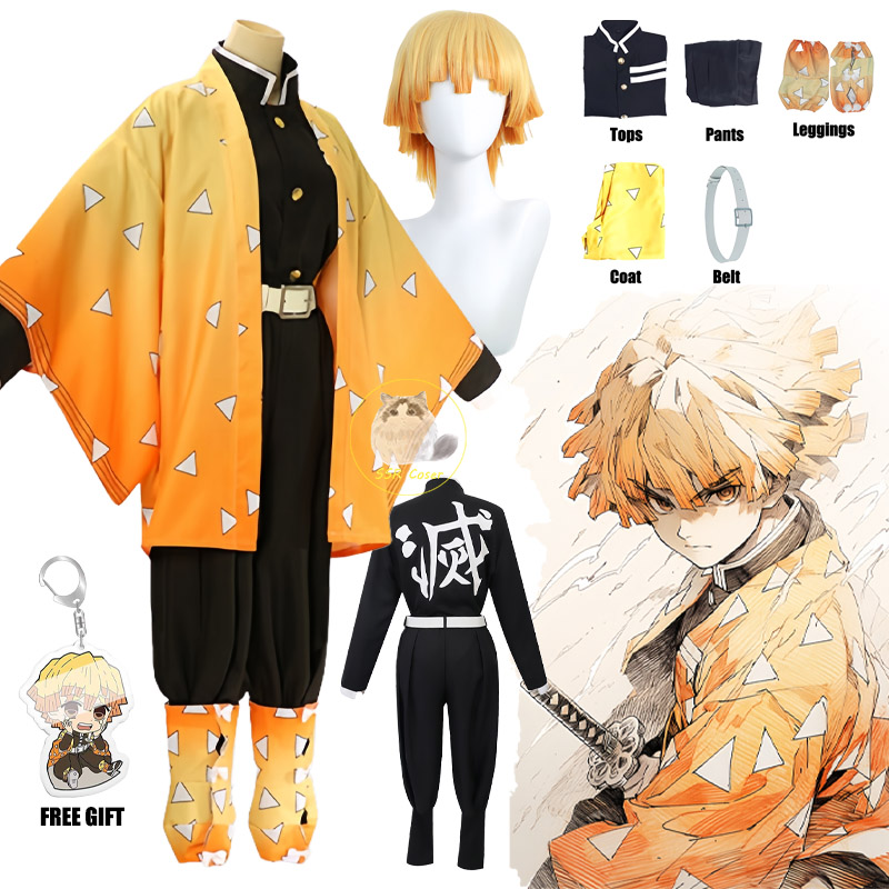 Cosplay Anime Zenitsu - Kostum Cosplay Agatsuma Zenitsu Cosplay Pembunuh