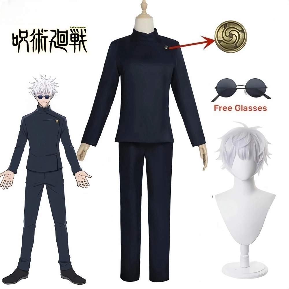 Anime Cosplay Gojo - Kostum Cosplay Gojo Satoru, Wig seragam