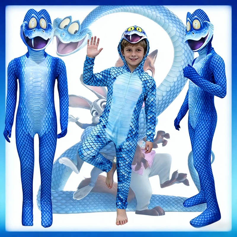 Anime Cosplay Images - Kostum Cosplay Ular Kartun, Jumpsuit Cetak