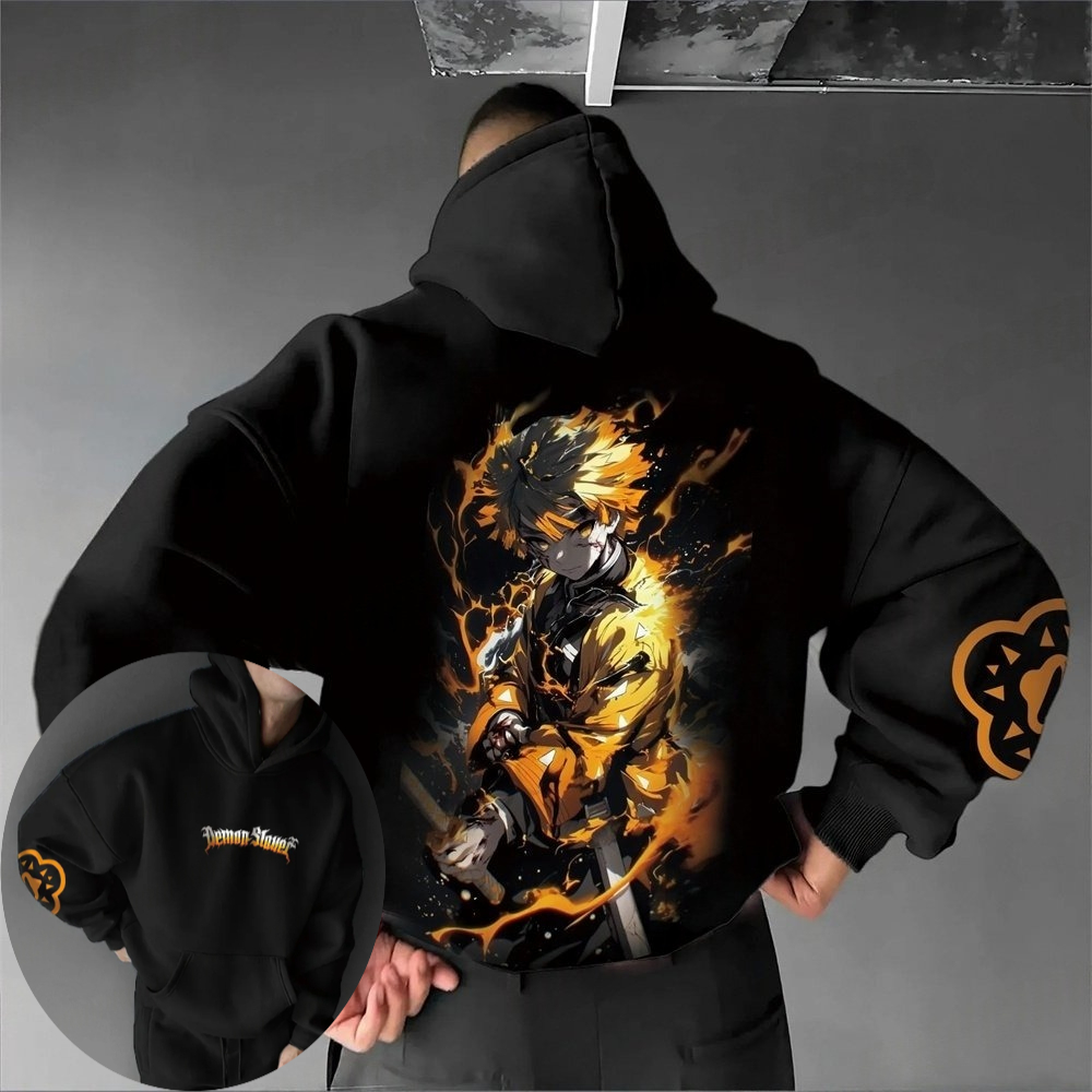 Demon Slayer Hoodie Pria Zenit - Cosplay Anime Zenitsu ulasan dan harga
