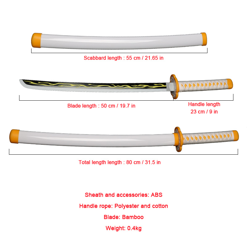 Pedang Katana Buatan Tangan 80 - Cosplay Anime Zenitsu ulasan dan harga