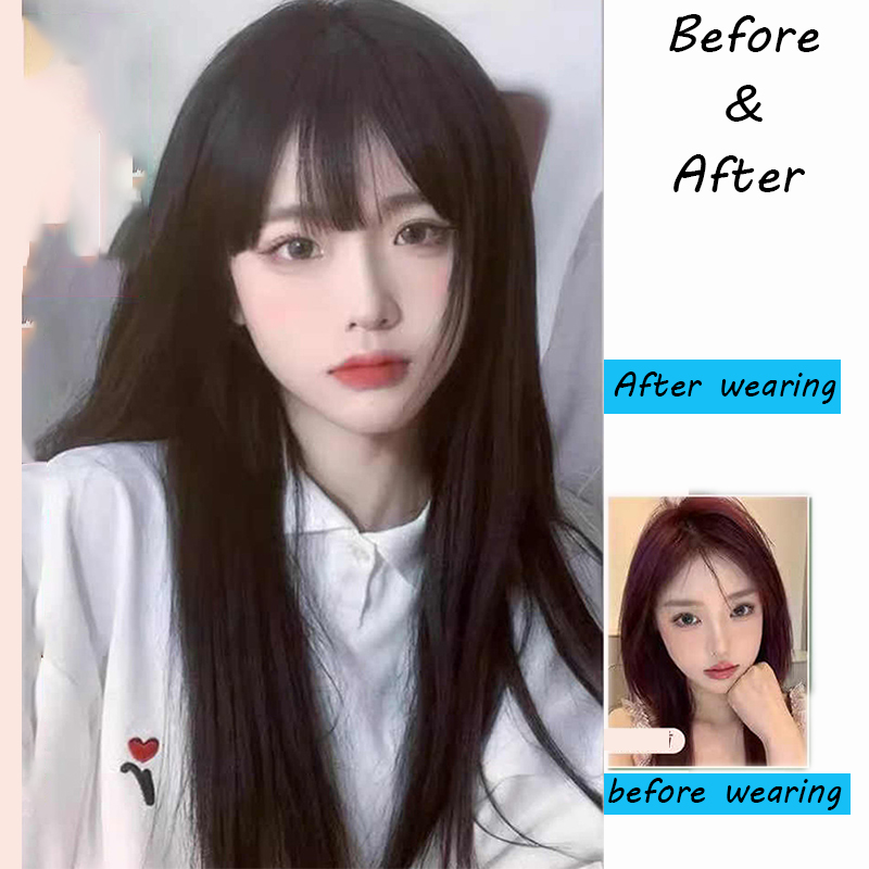 Wig Rambut Lurus Panjang Hitam - Anime Cosplay Korean Girl ulasan dan harga