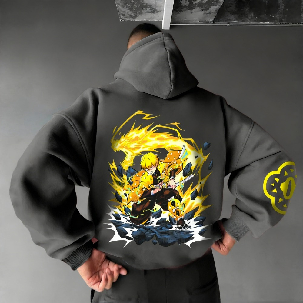 Demon Slayer Hoodie Pria Sweat - Cosplay Anime Zenitsu ulasan dan harga